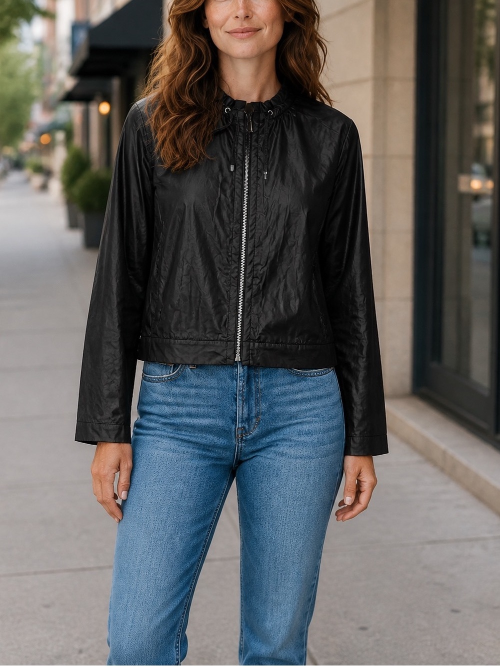NWT Apt. 9 Black Lightweight Cotton Windbreaker Bomber Jacket Women’s XL Zip